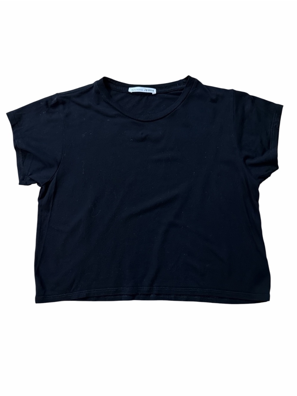 Reformation Black Cropped Short Sleeve Tee
